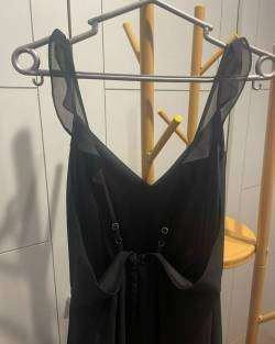 Vestido largo negro de gasa - miniatura 5