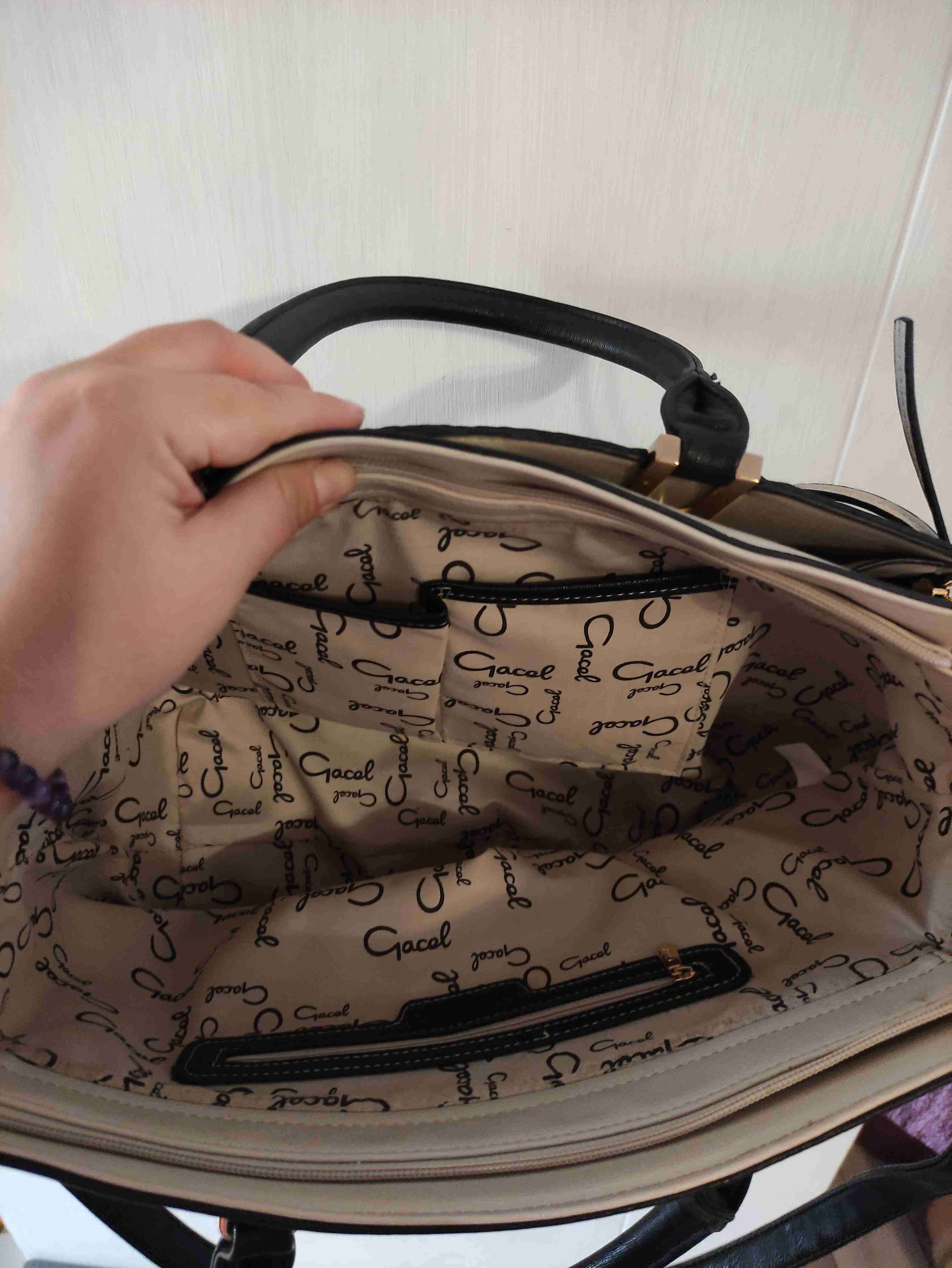 Cartera Gacel elegante negro y beige - miniatura 4