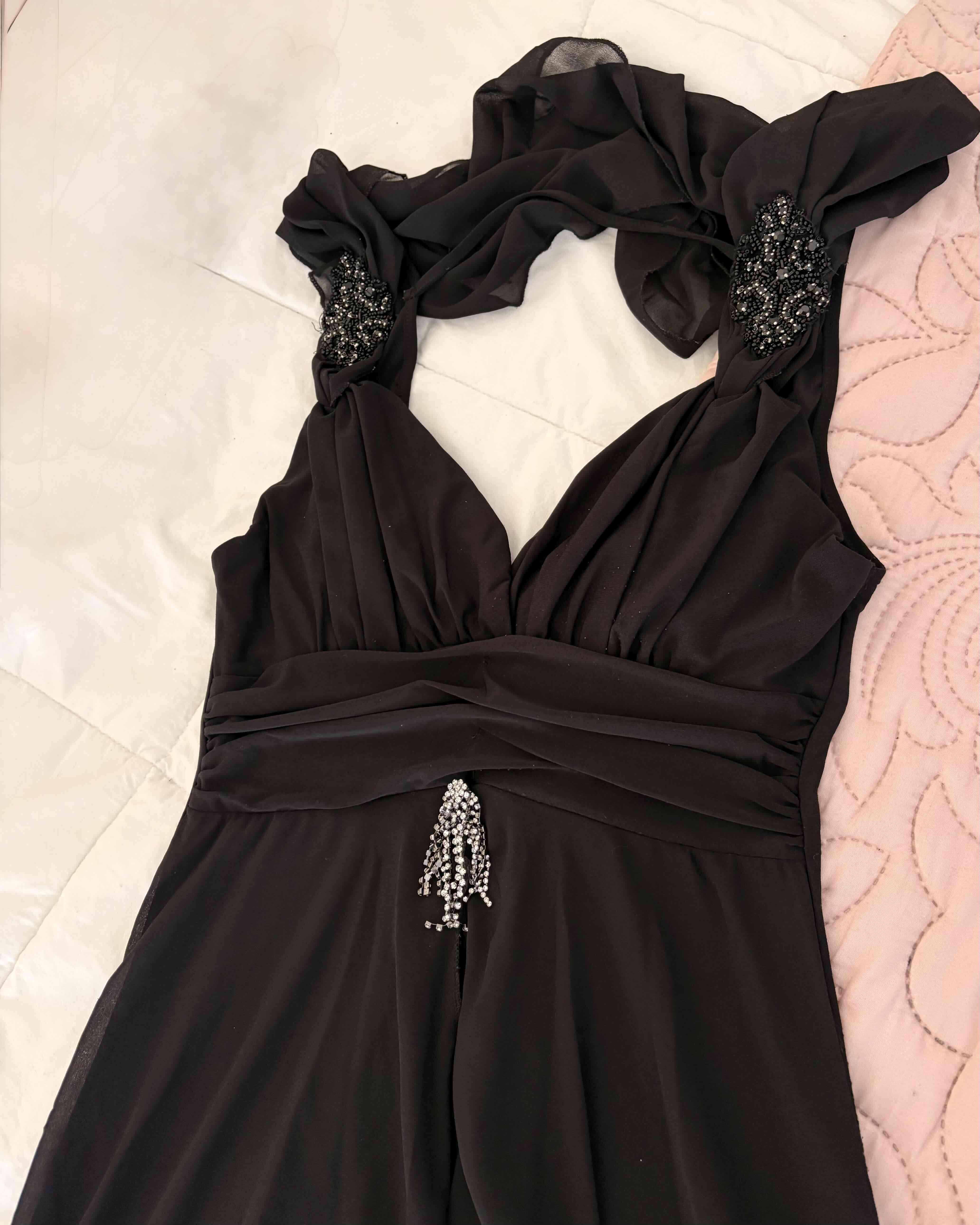 Vestido largo negro elegante - miniatura 2