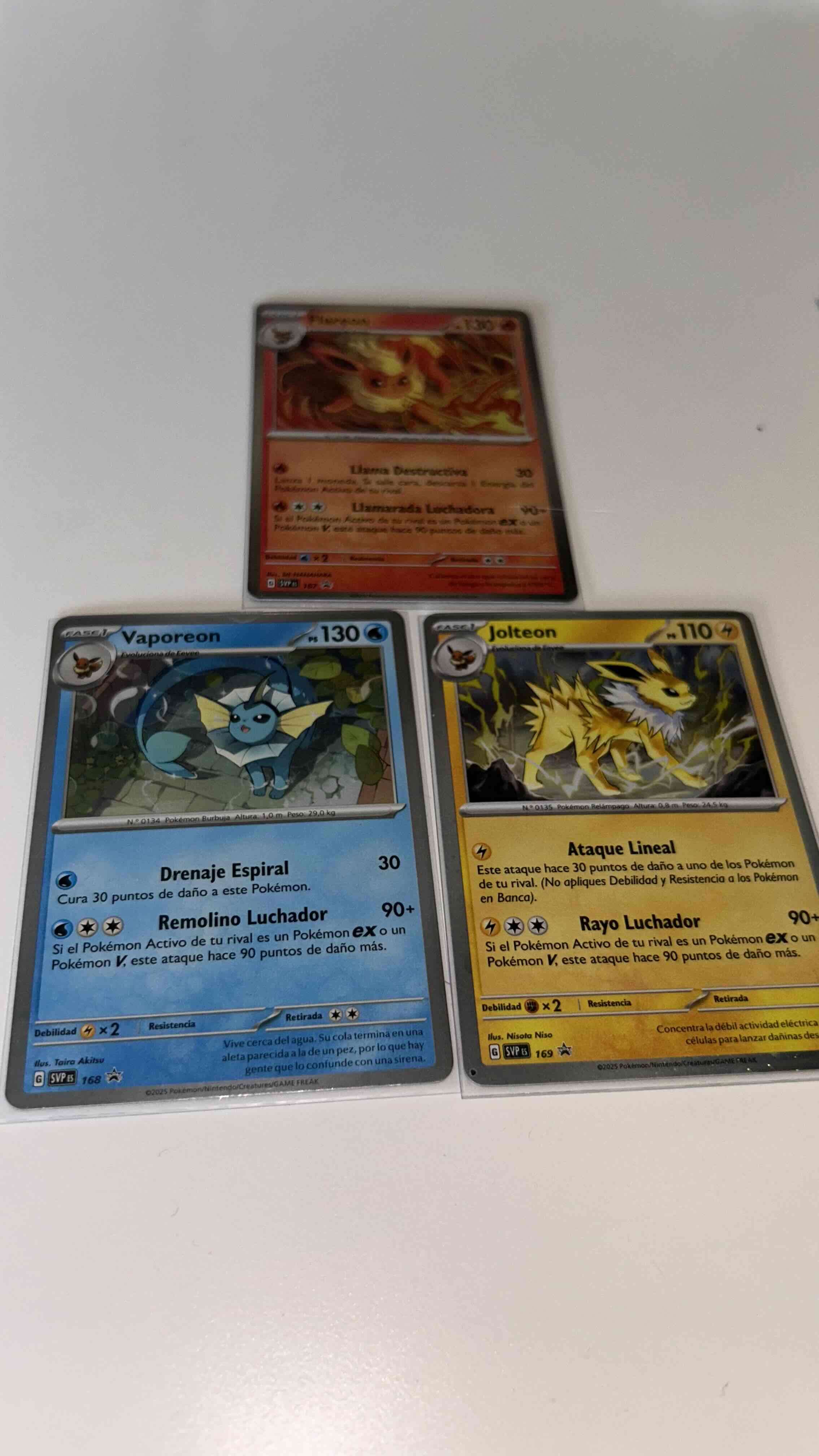 Cartas Pokémon Vaporeon, Jolteon, Flareon