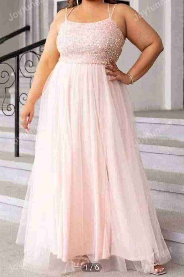 Vestido largo rosa elegante - miniatura 2