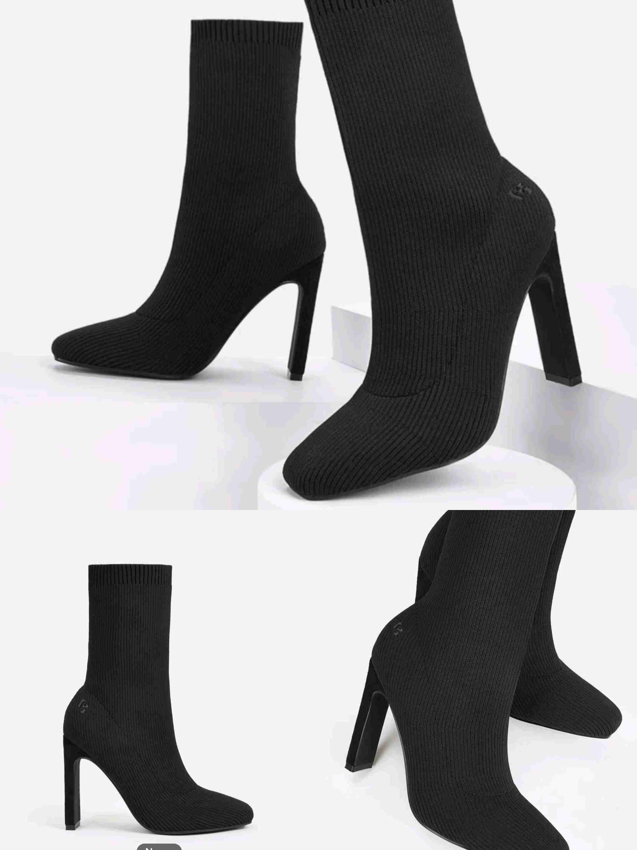 Botines de tacón negro ajustados - miniatura 2