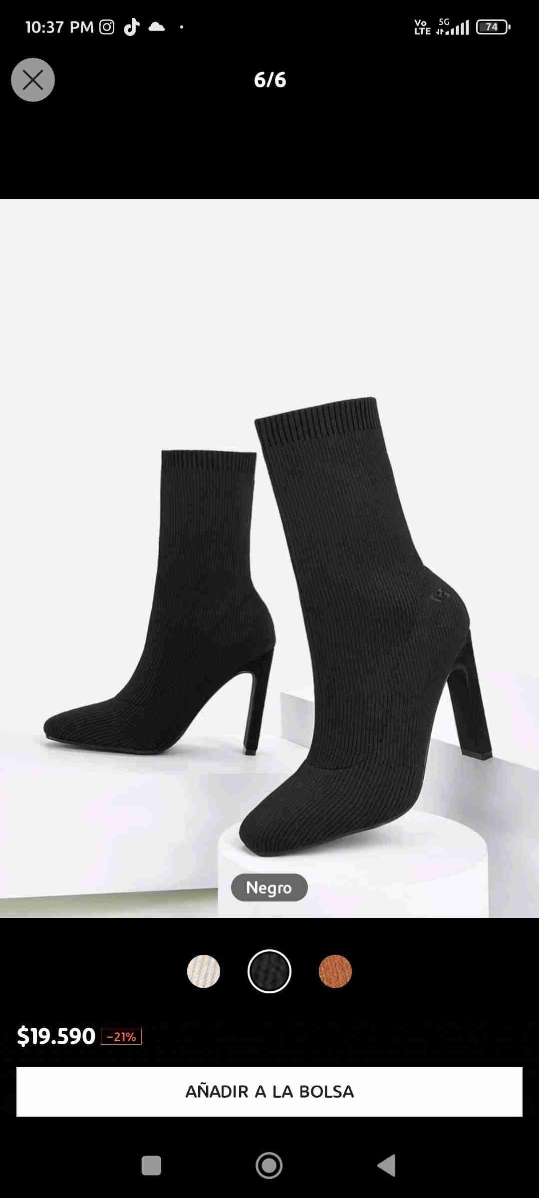 Botines de tacón negro ajustados - miniatura 3