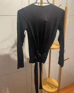 Polera negra cruzada mujer algodón Lolita Pocket - miniatura 2