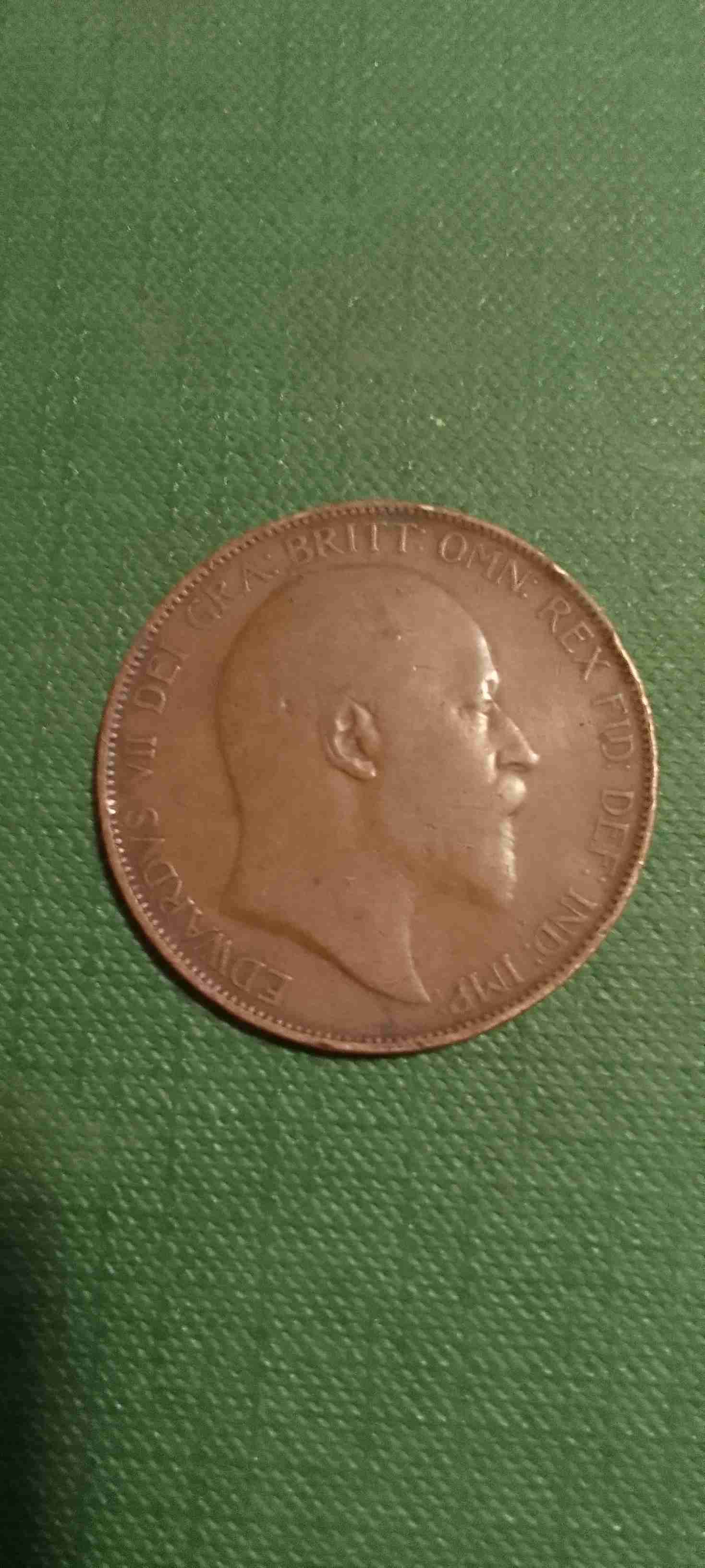Moneda antigua de Gran Bretaña 1 Penny 1906 - miniatura 3