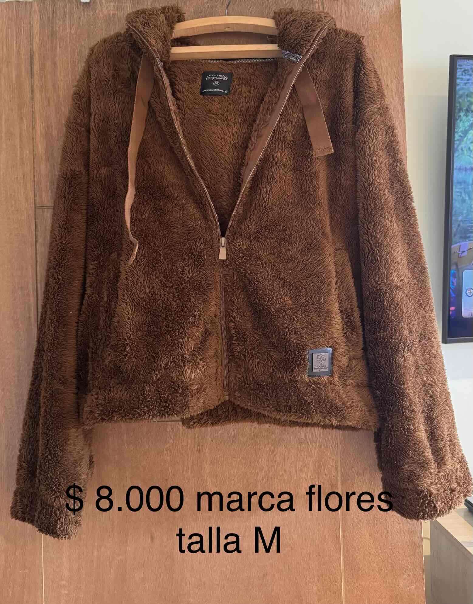 Chaqueta peluda marrón con capucha - miniatura 1