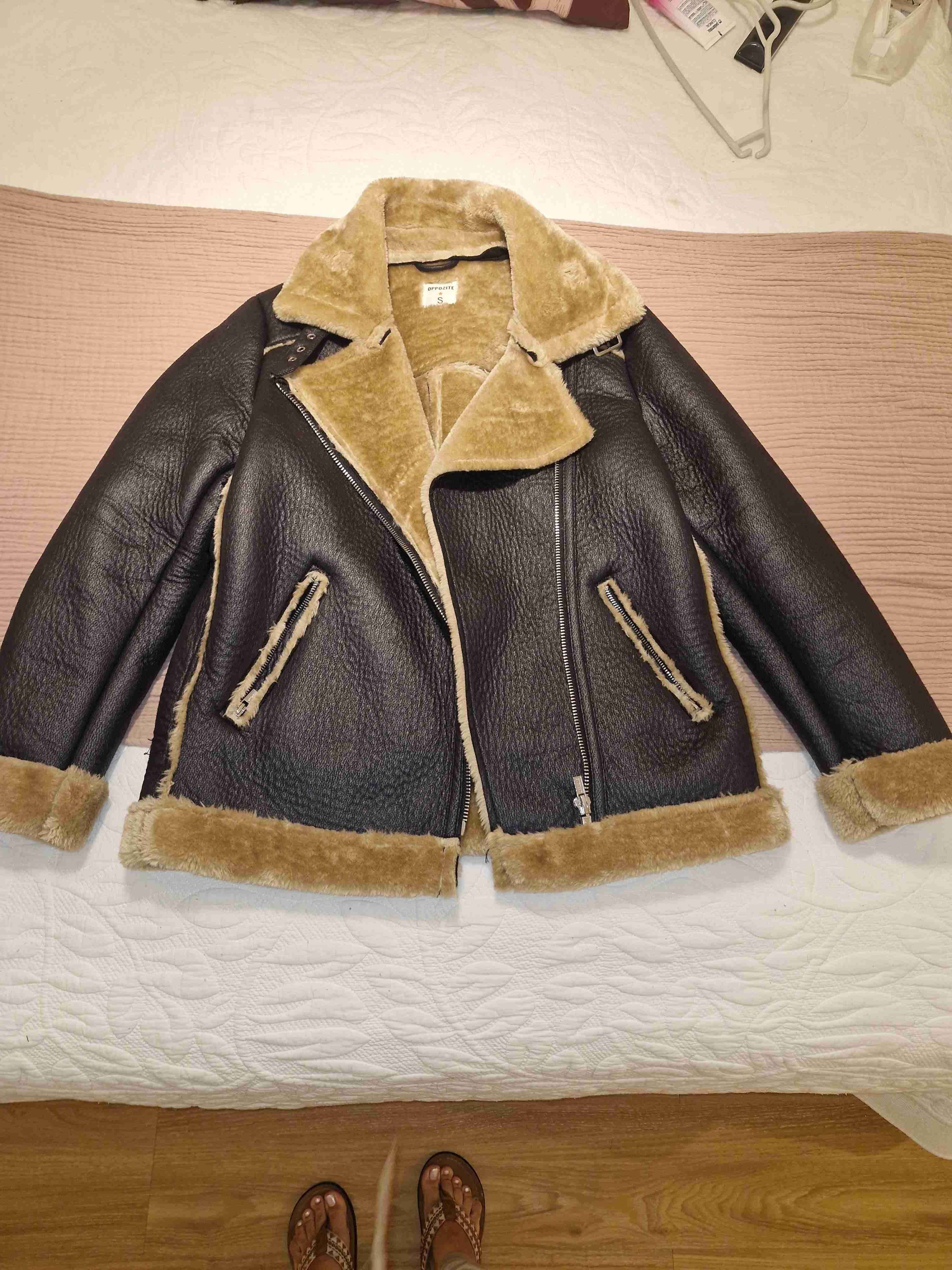 Chaqueta negra forrada de lana - miniatura 1