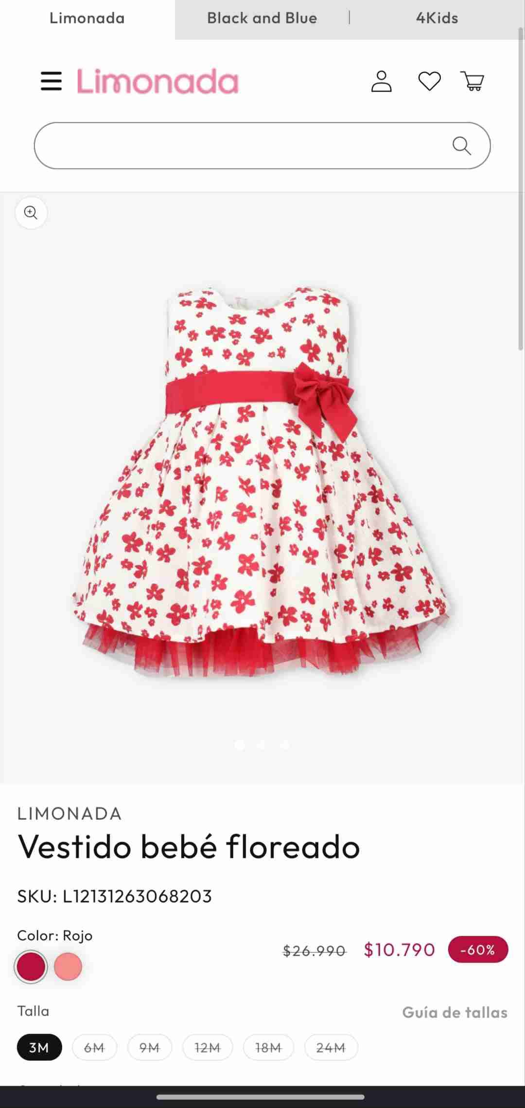 Vestido floreal - 3 MESES - miniatura 2