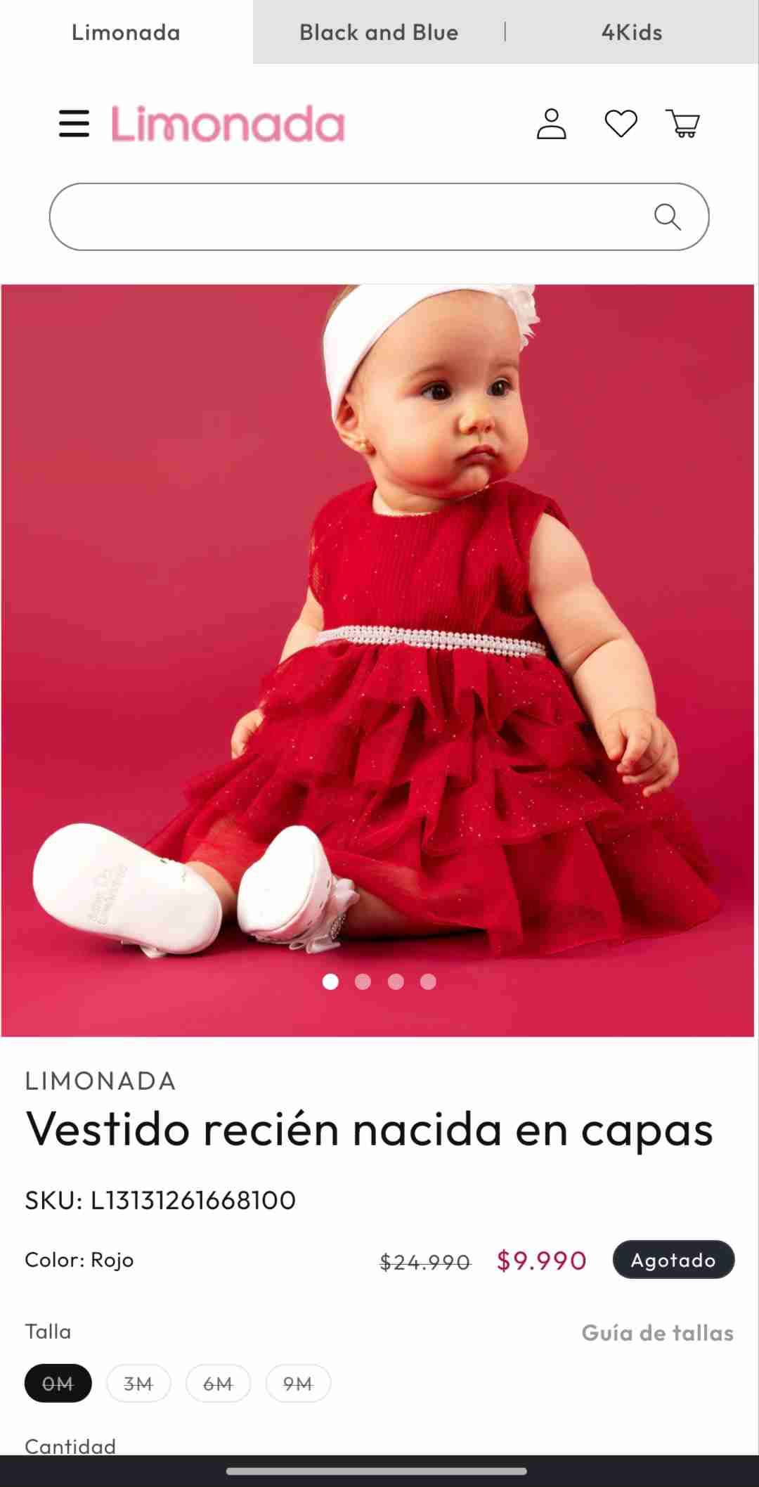 Vestido de niña rojo elegante 0 meses - miniatura 2