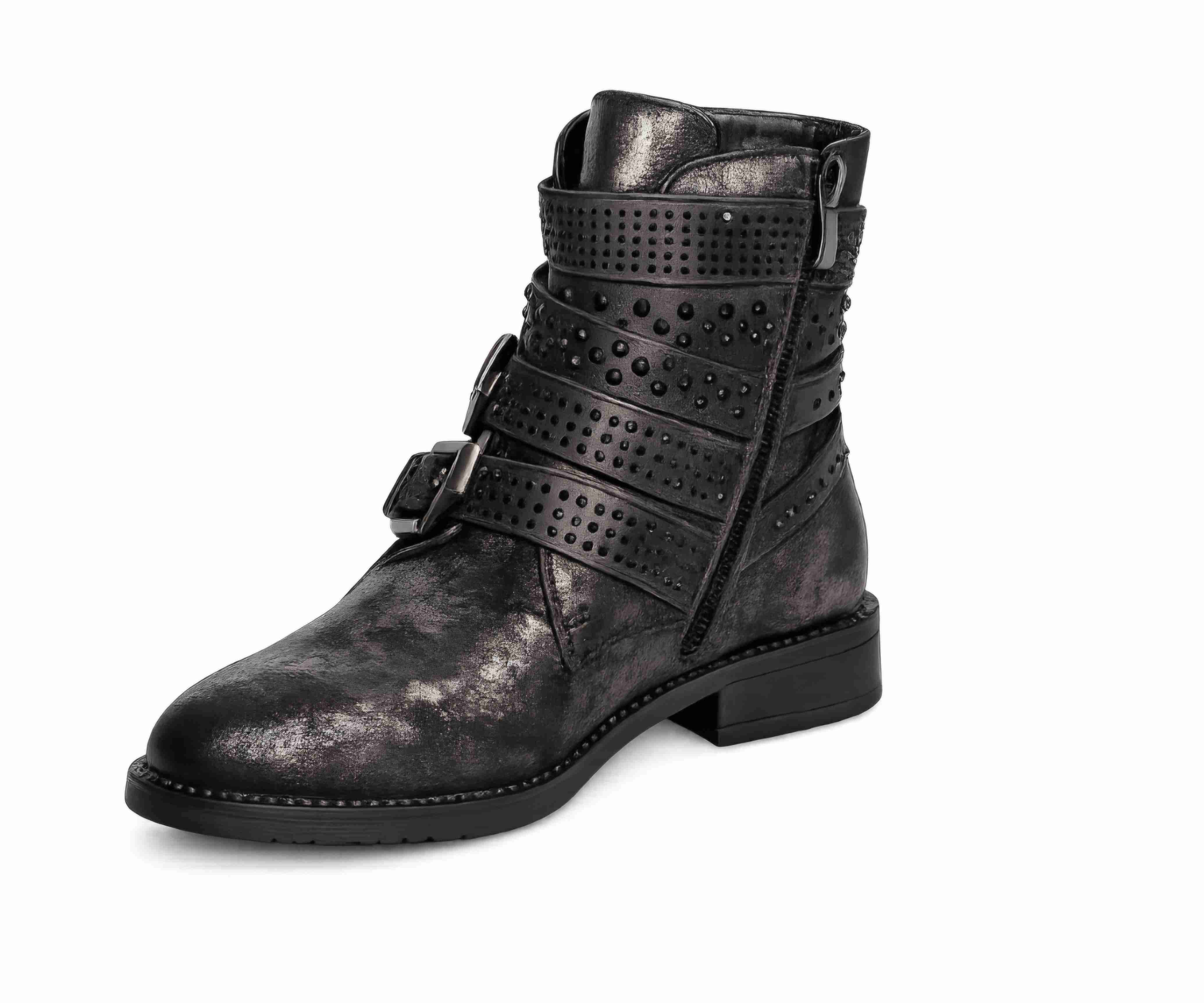Bota negra con hebillas y tachas - miniatura 2