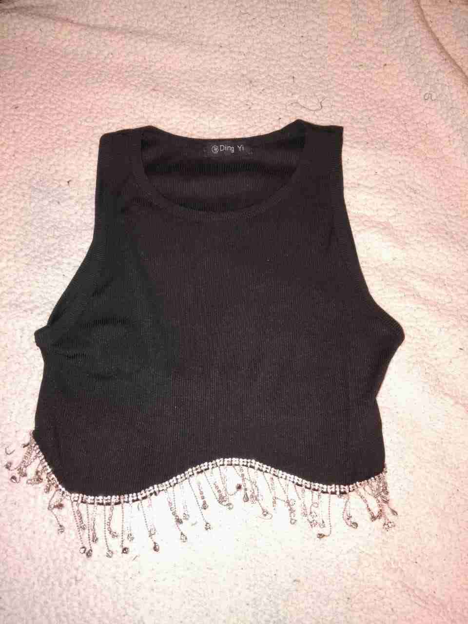 Polera negra con brillos - miniatura 1