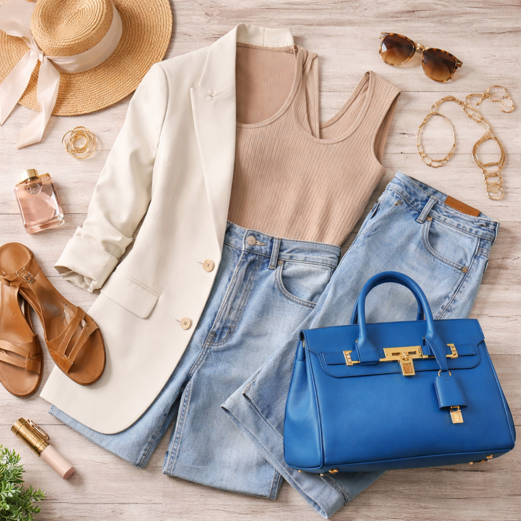 Blazer beige elegante mujer