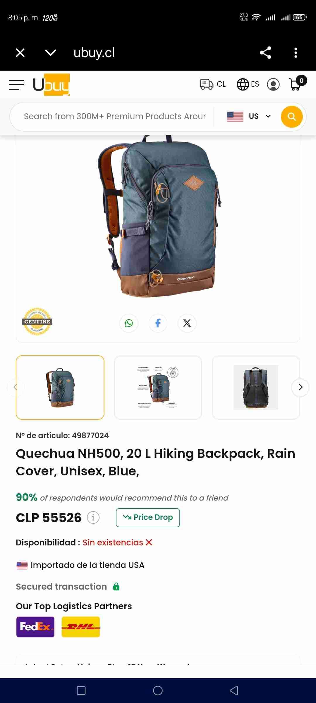 Mochila azul resistente - miniatura 3