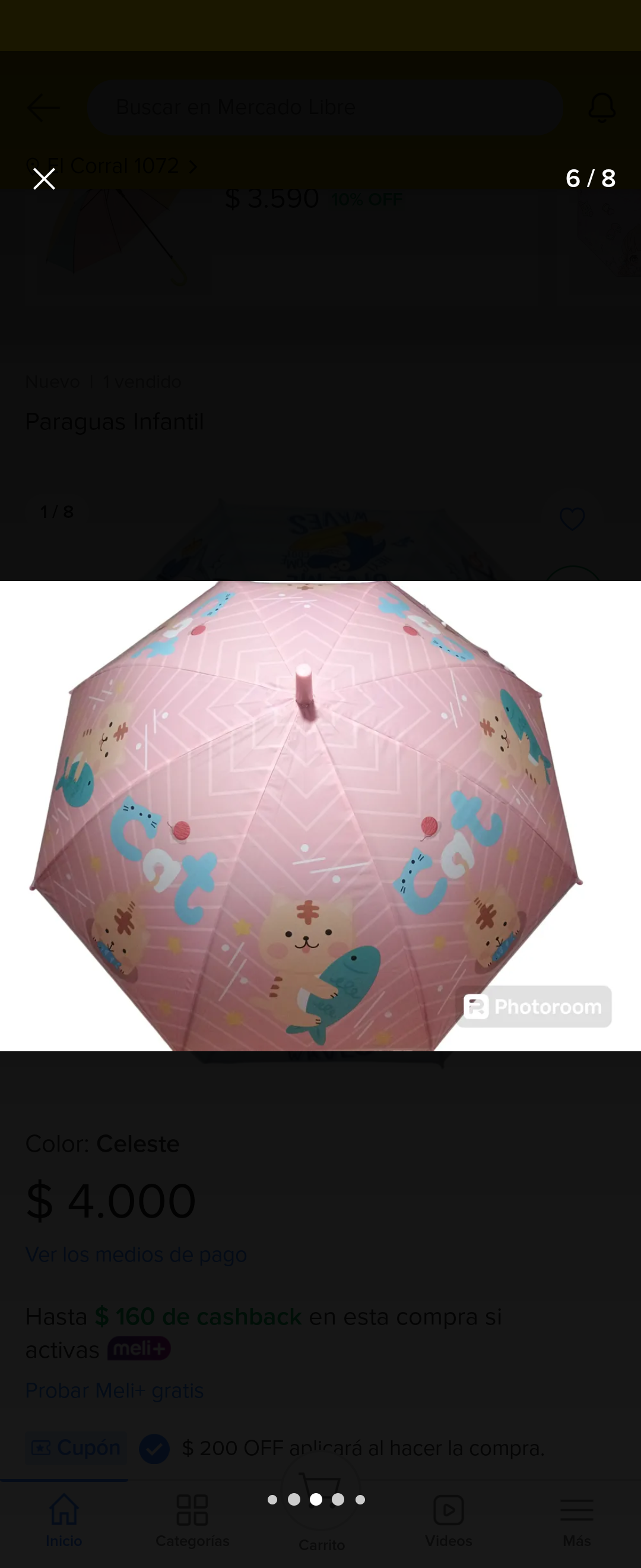 Paraguas infantil rosa con diseño - miniatura 4