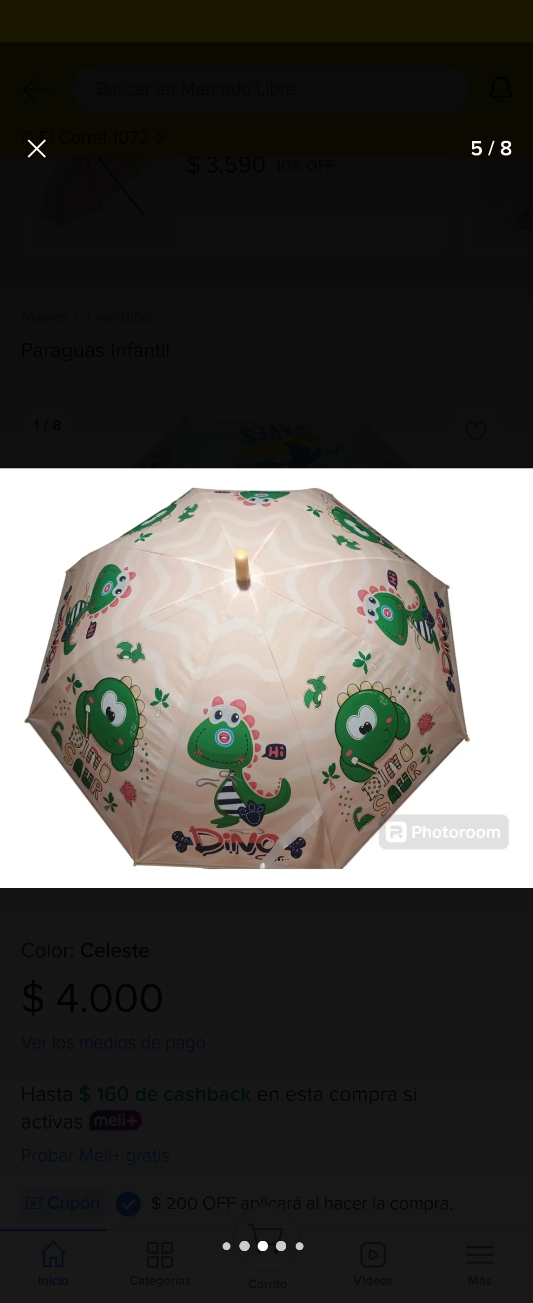 Paraguas infantil rosa con diseño - miniatura 5