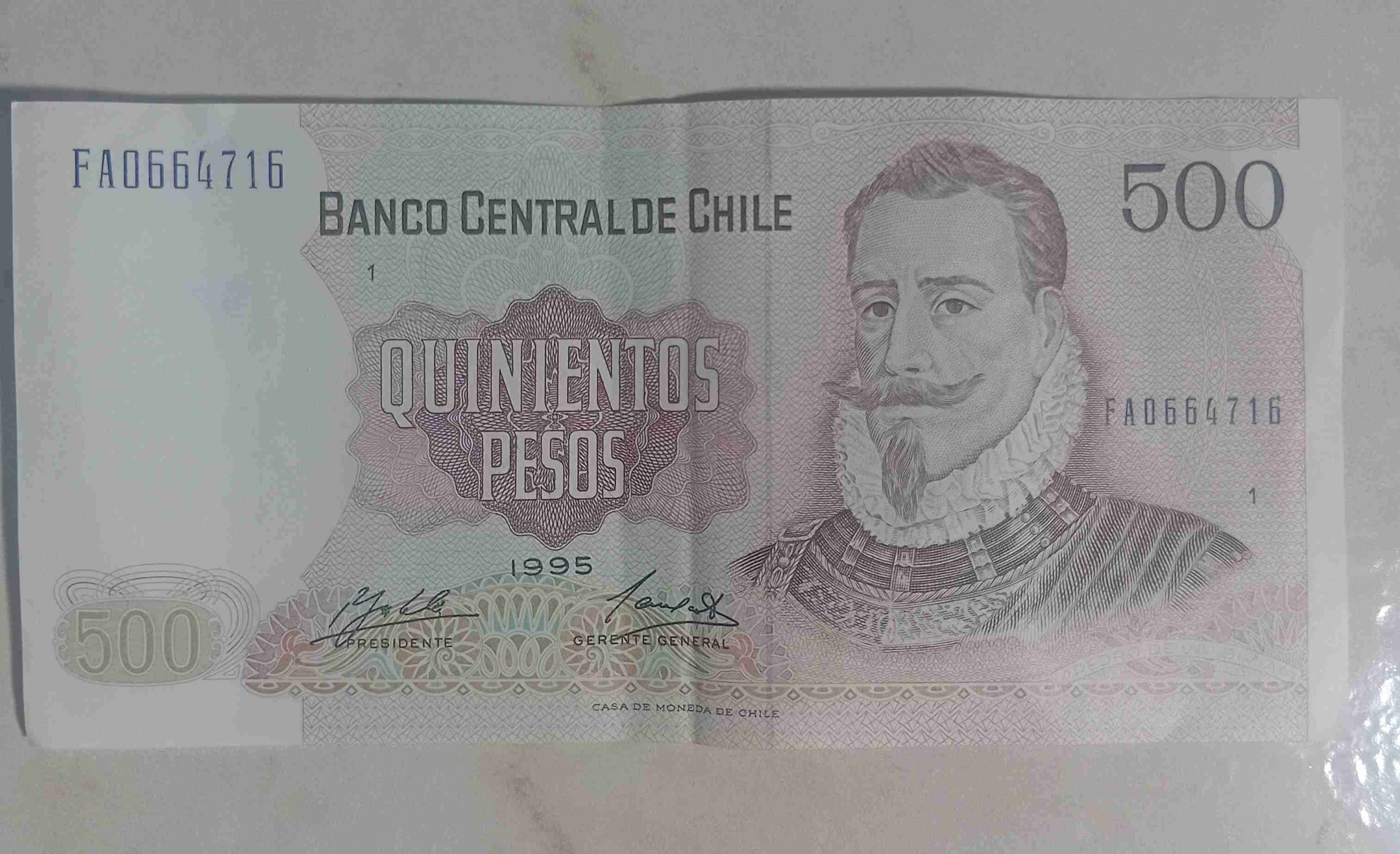 Billete chileno 500 pesos 1995 - miniatura 1