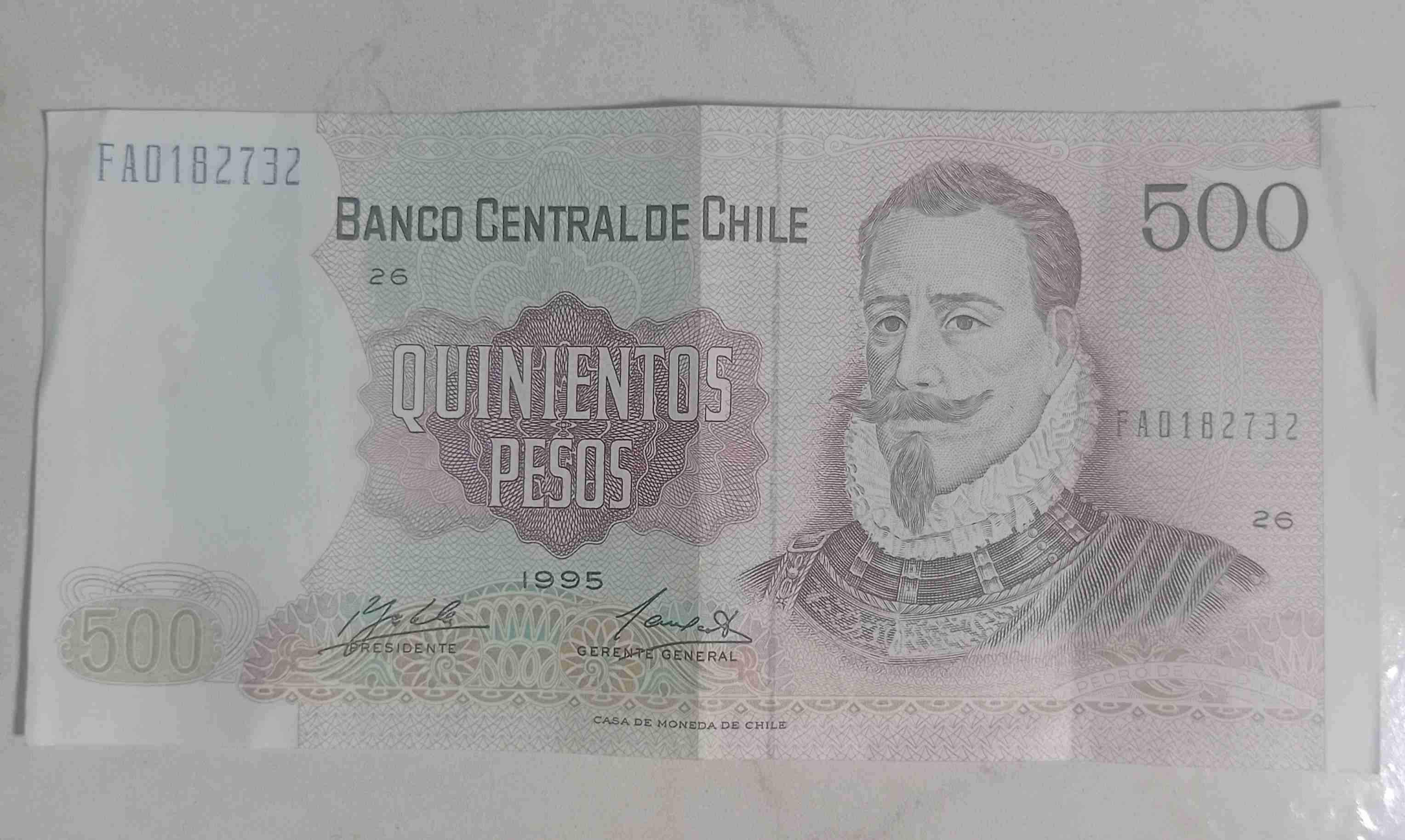 Billete chileno de 500 pesos antiguo - miniatura 1