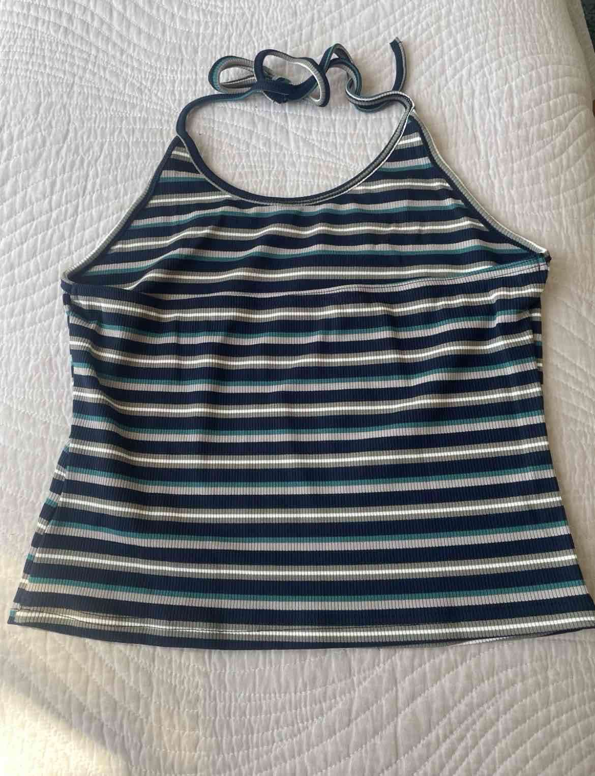 Top halter rayado verde y blanco - miniatura 2