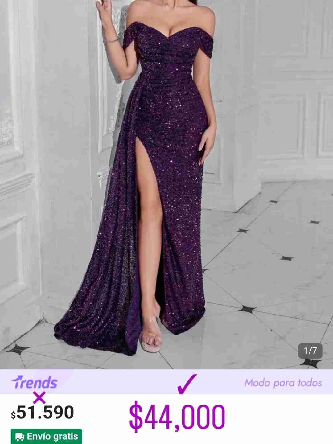 Vestido largo morado brillante - miniatura 2