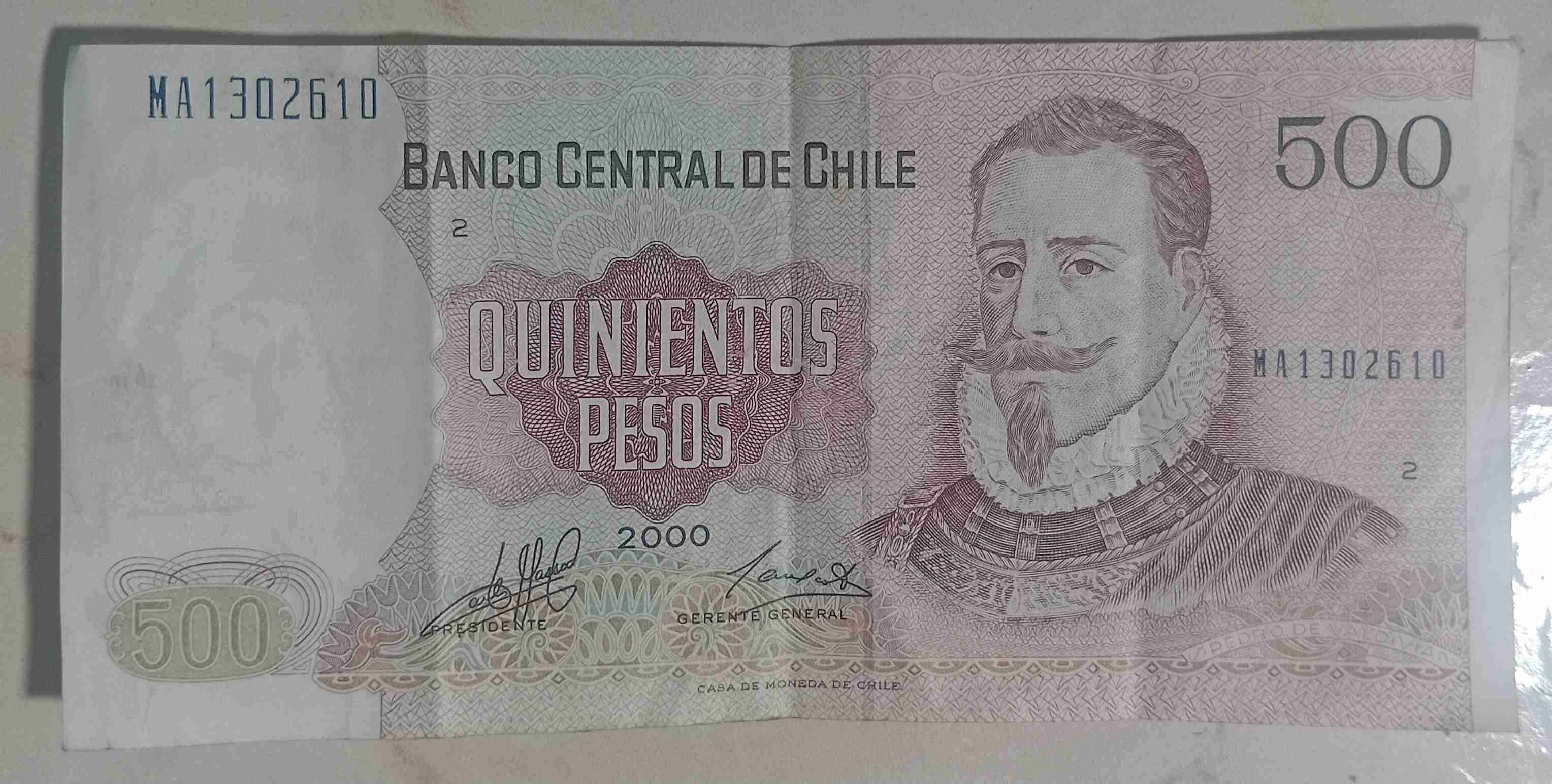 Billete 500 pesos chilenos año 2000 - miniatura 1