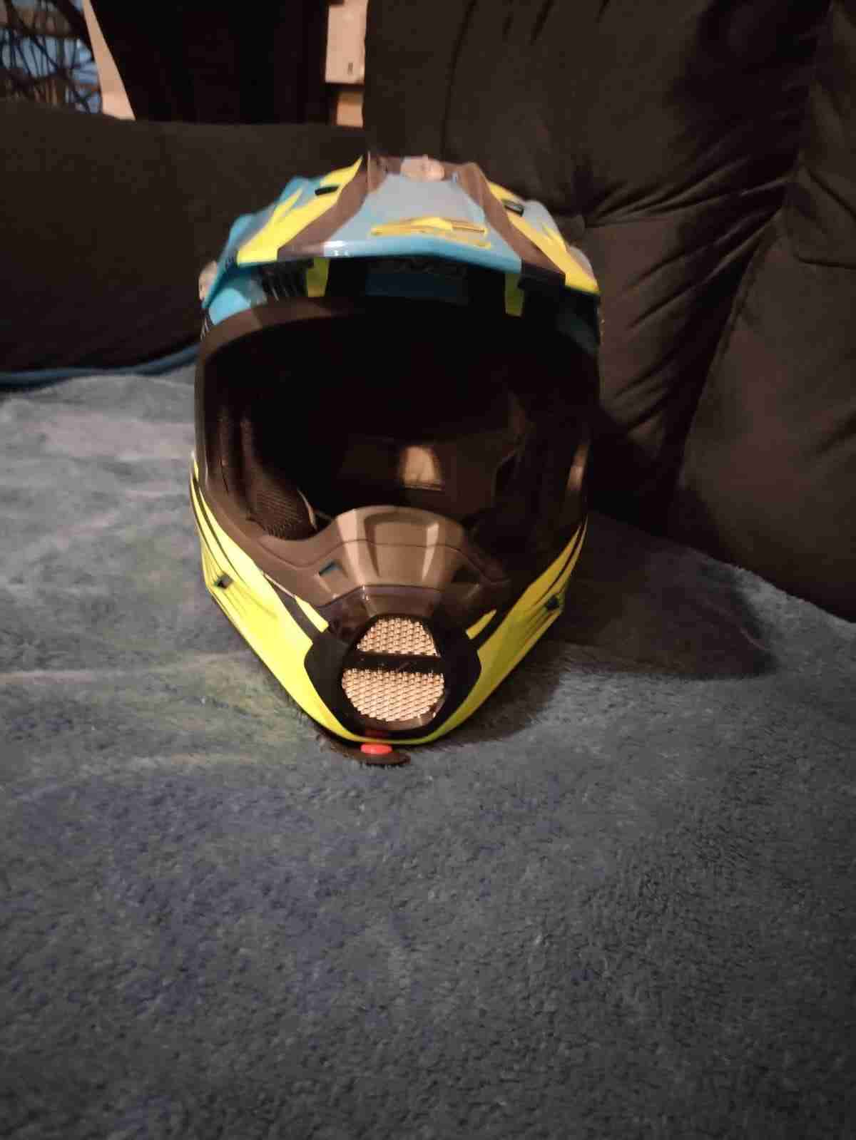 Casco motocross azul y amarillo - miniatura 2
