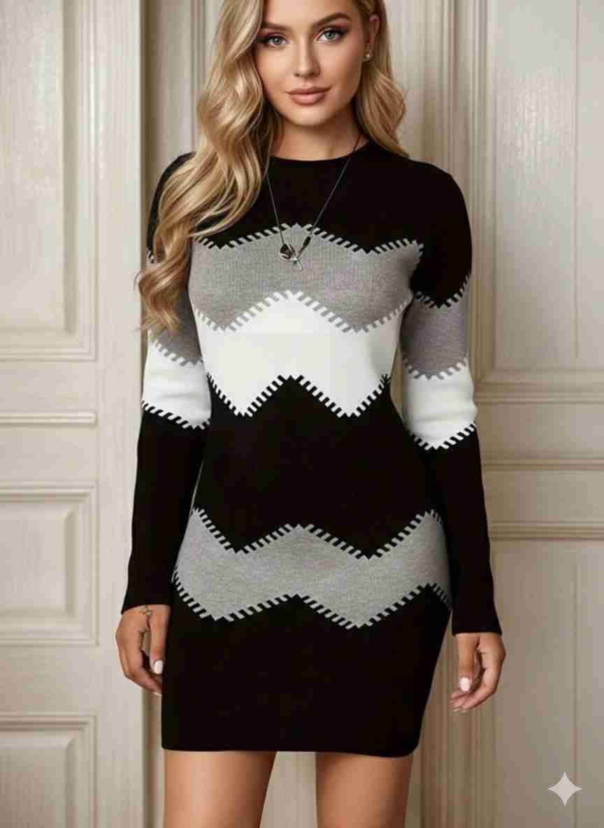 Vestido de punto a rayas - miniatura 1