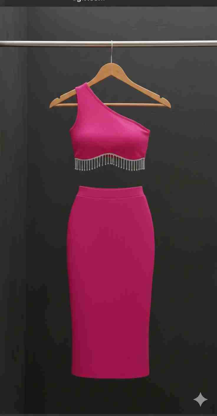 Vestido rosa un hombro brillante - miniatura 2