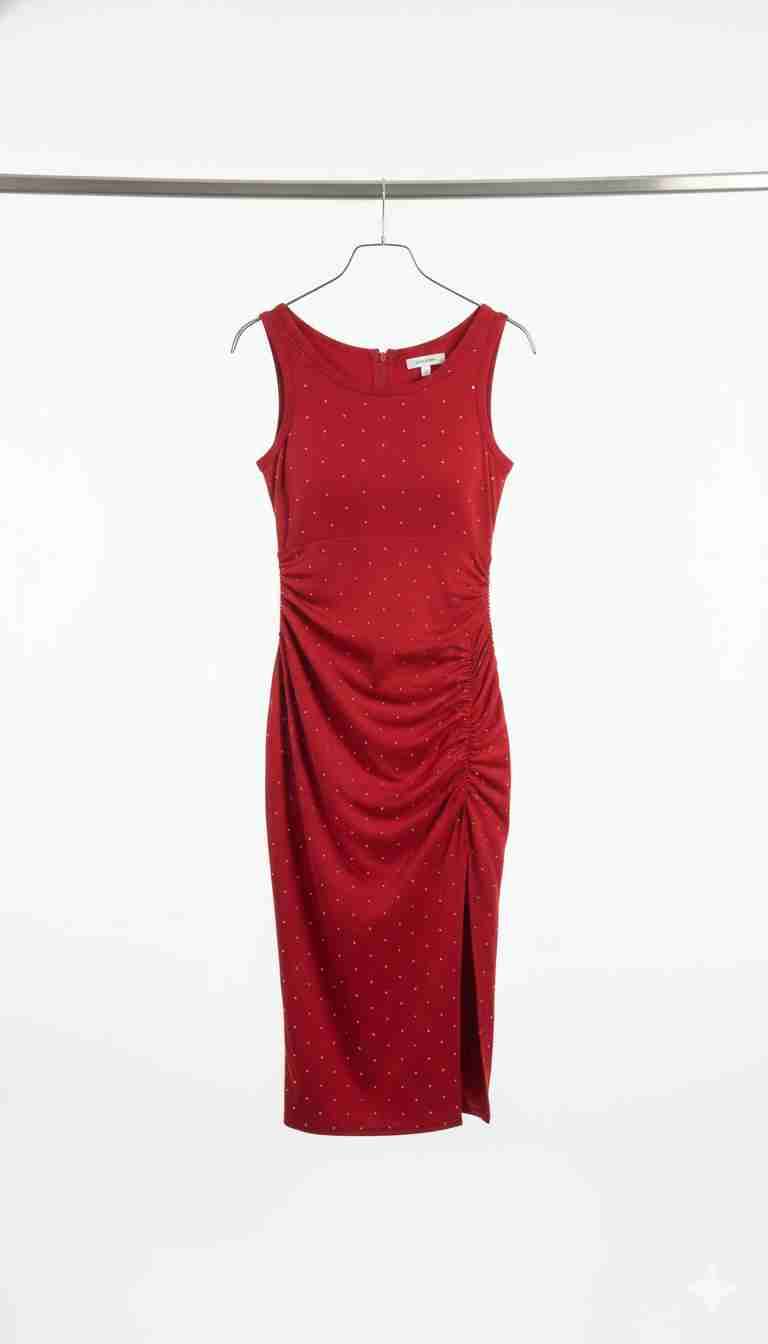 Vestido de fiesta  rojo elegante con tajo - miniatura 2