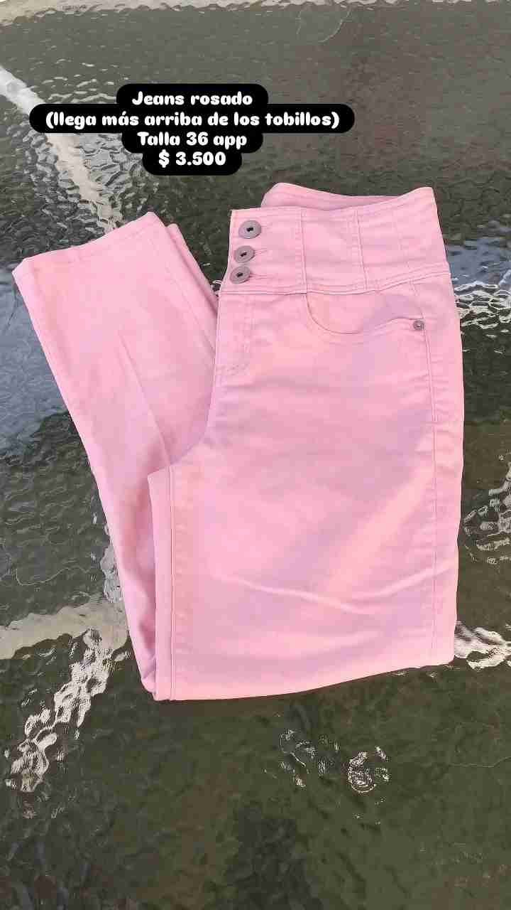 Jeans rosados tobilleros