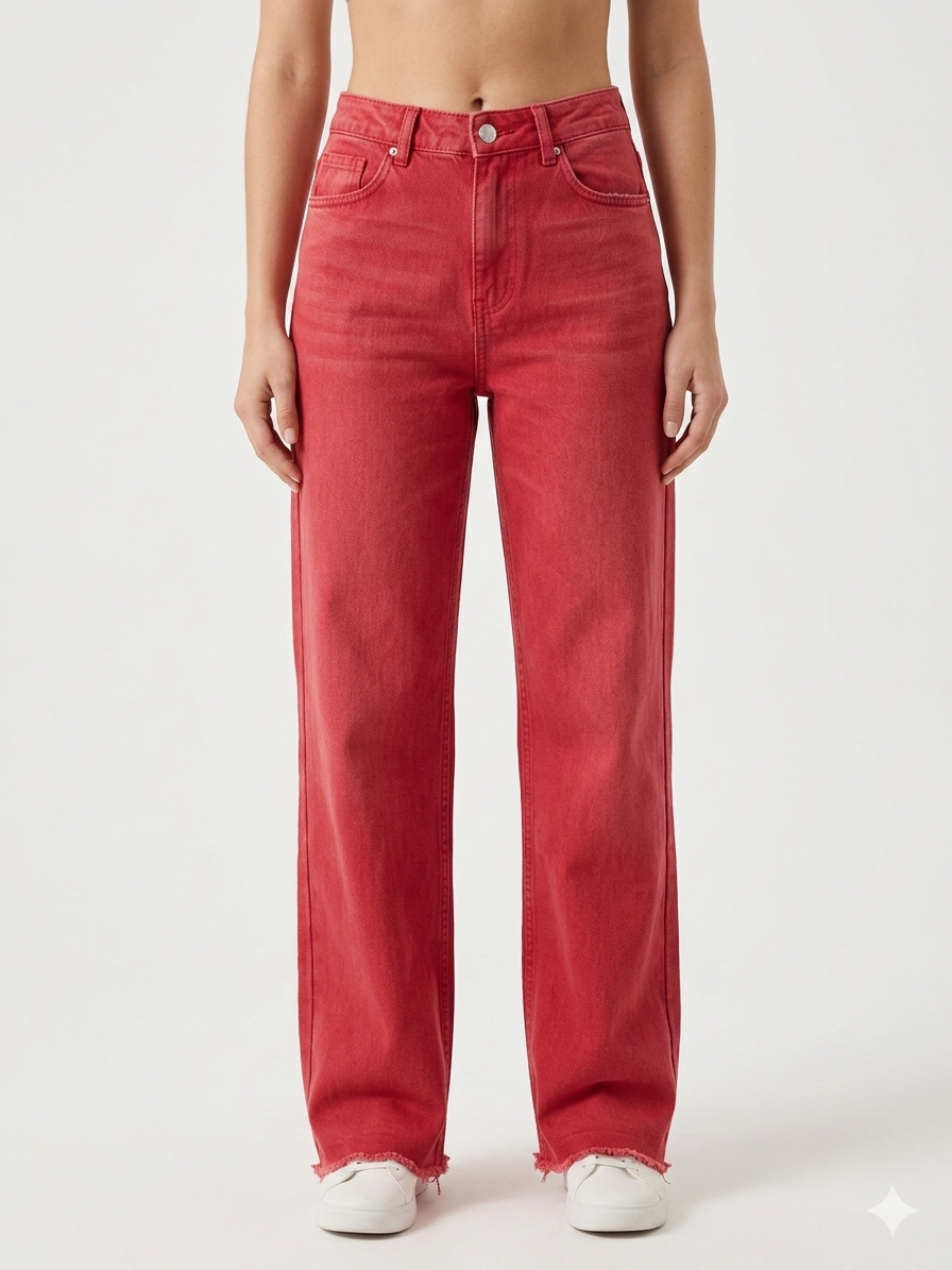 Jeans rojos wide leg - miniatura 1