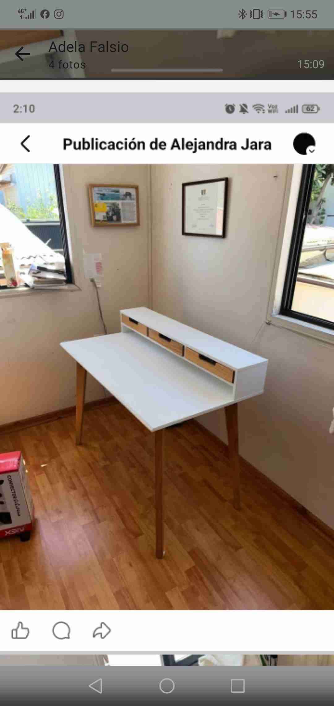 Escritorio blanco con cajones - miniatura 1