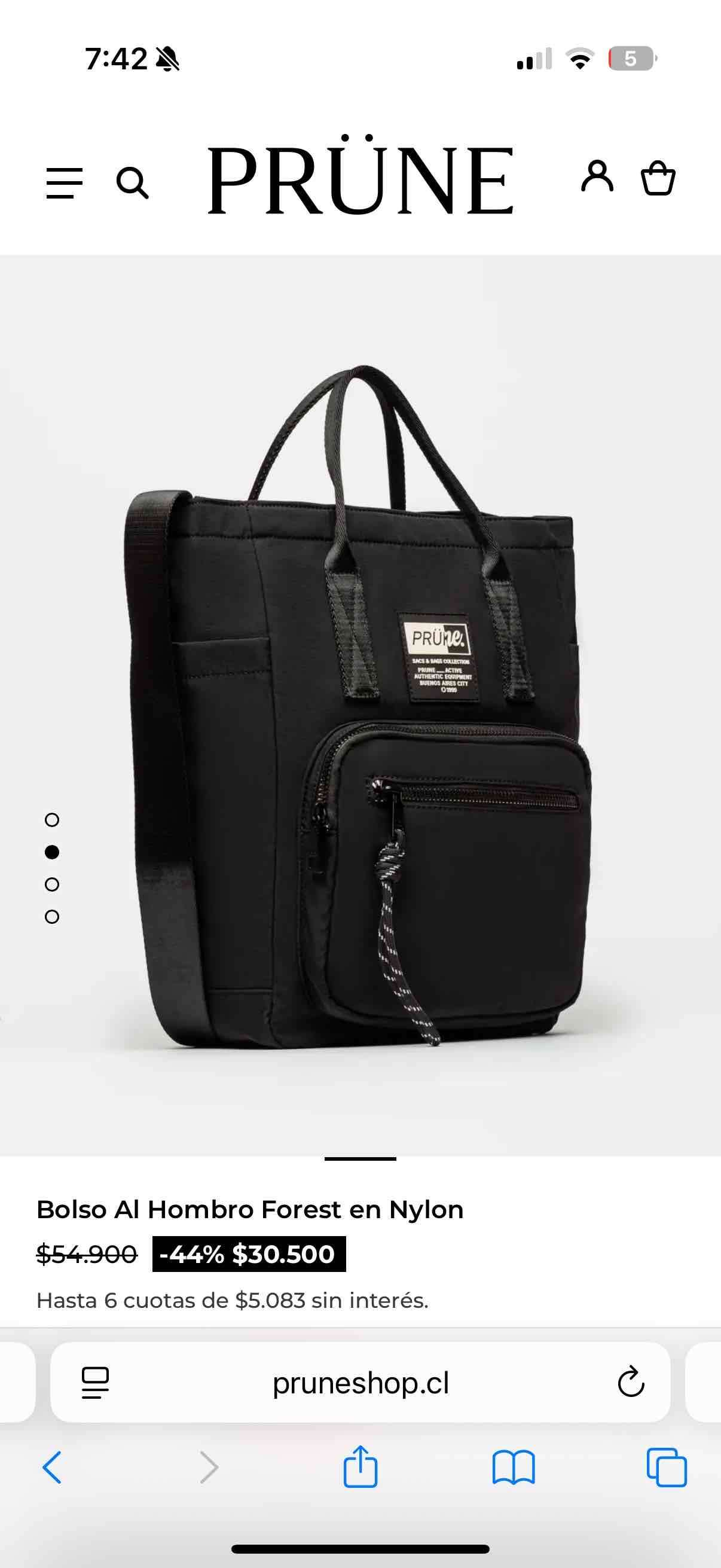 Bolso Prüne color negro - miniatura 1