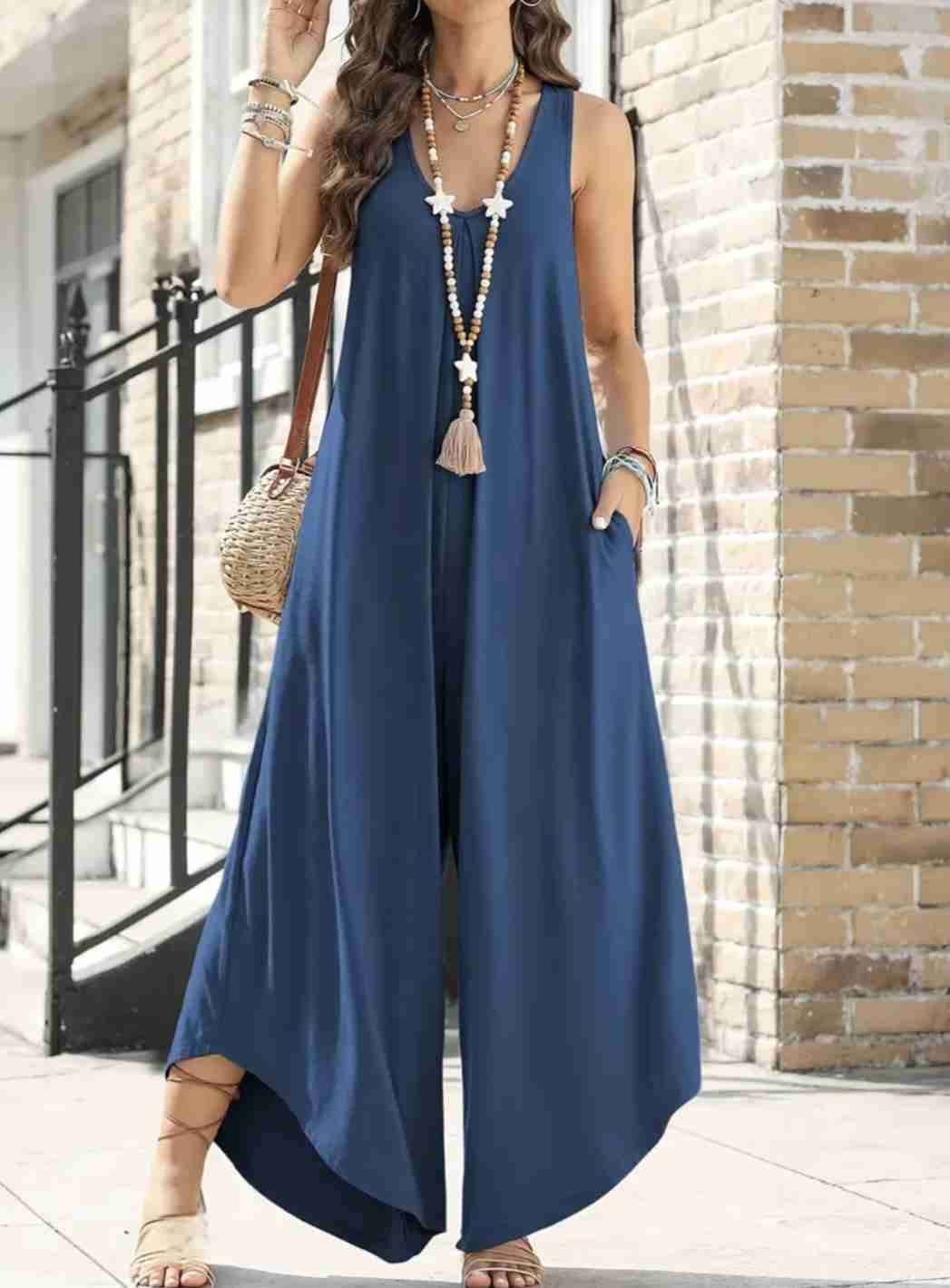 Jumpsuit azul sin mangas - miniatura 1