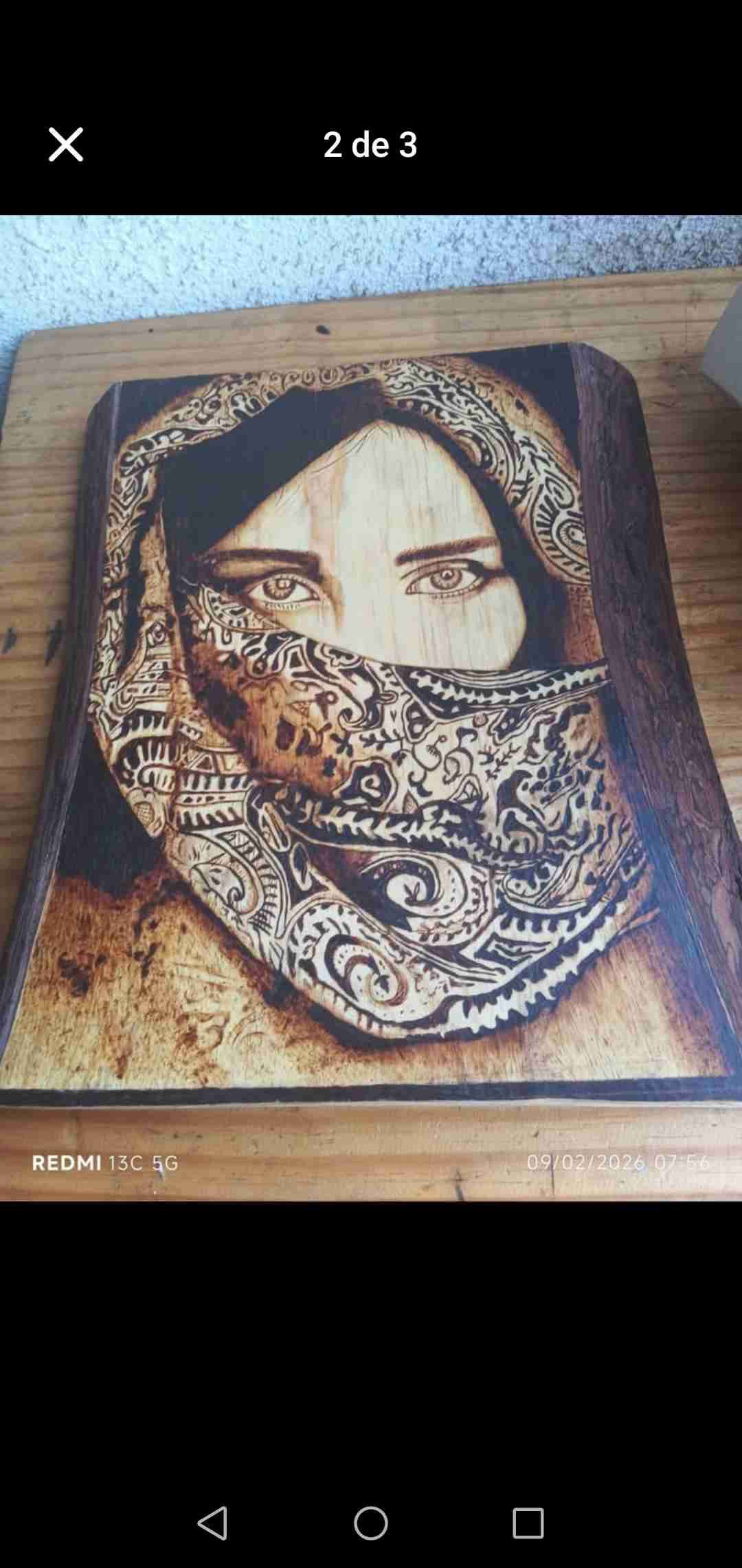 Cuadro de madera, pirografiado - miniatura 1