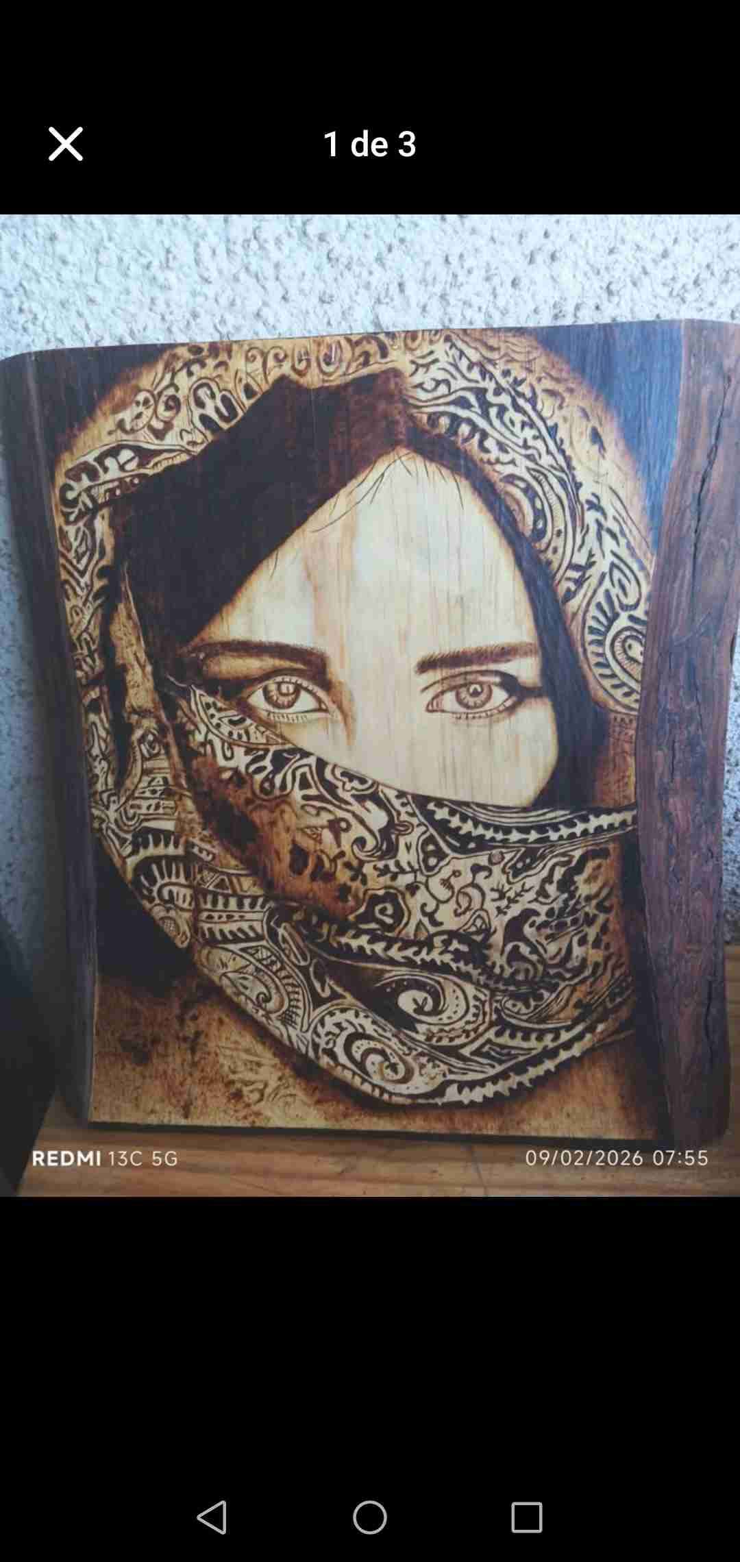 Cuadro de madera, pirografiado - miniatura 3