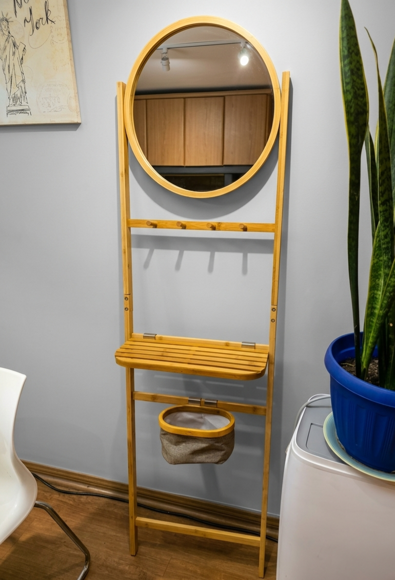 Espejo con estante de bambú - miniatura 1