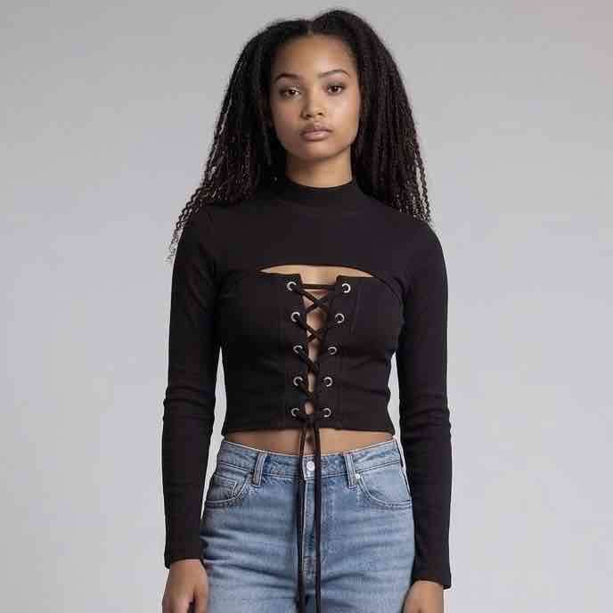 Polera negra manga larga y corta - miniatura 4