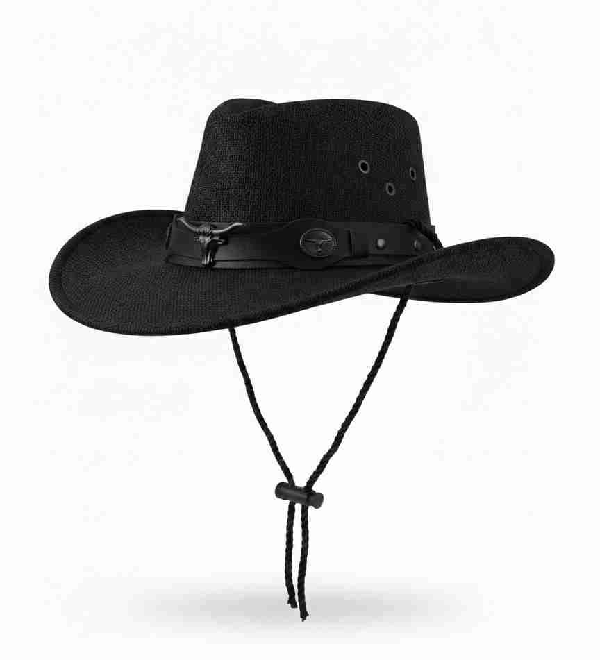 Sombrero cowboy negro con cordón - miniatura 1