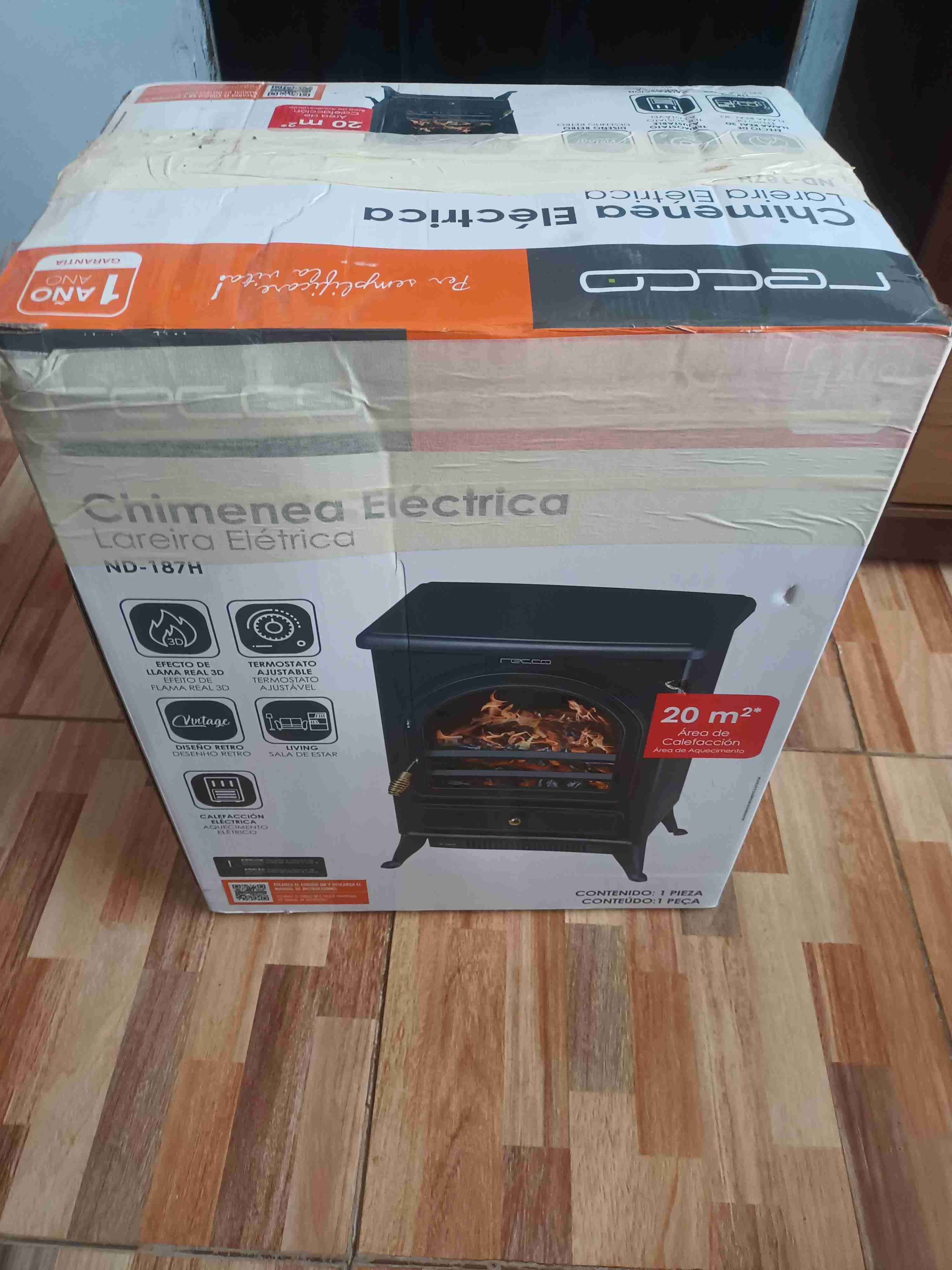 Chimenea eléctrica Pecco negra - miniatura 1