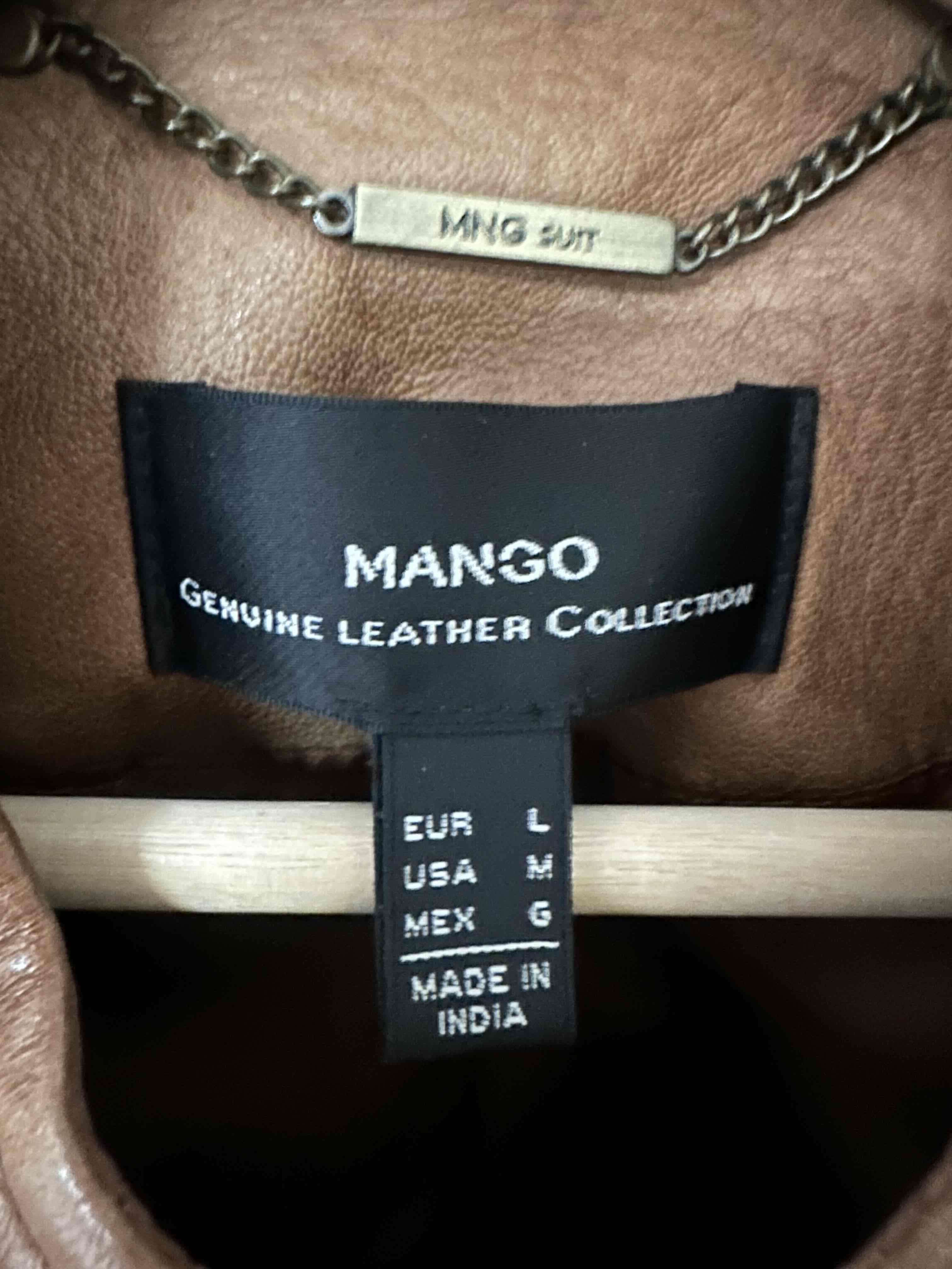 Chaqueta de cuero marrón ajustable - miniatura 5