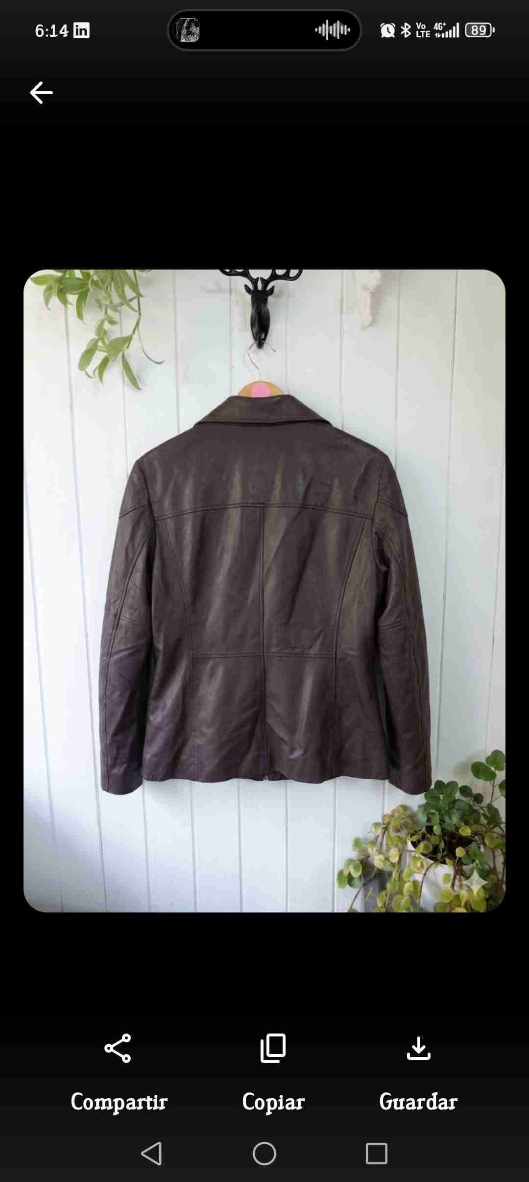 Chaqueta de cuero marrón mujer - miniatura 2