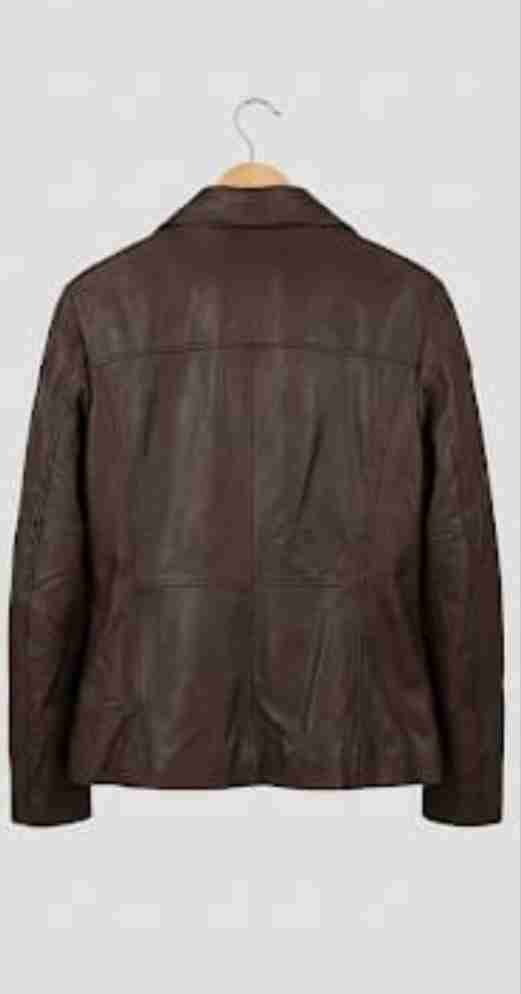 Chaqueta de cuero marrón mujer - miniatura 2