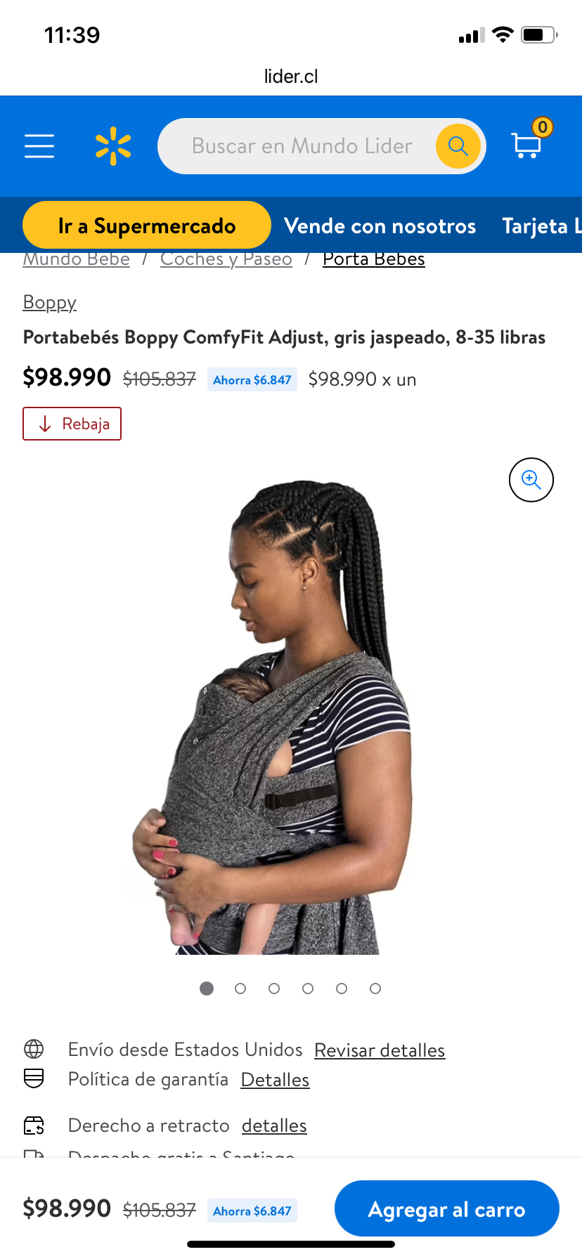 Porta bebé Boppy ComfyFit - miniatura 4