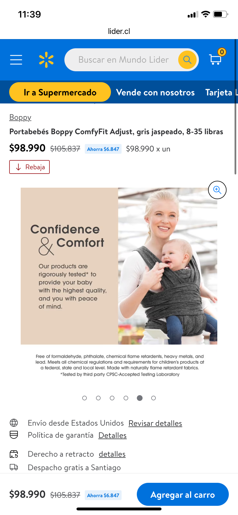 Porta bebé Boppy ComfyFit - miniatura 6