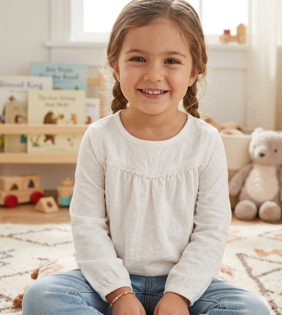 Blusa blanca con detalle de encaje - miniatura 3