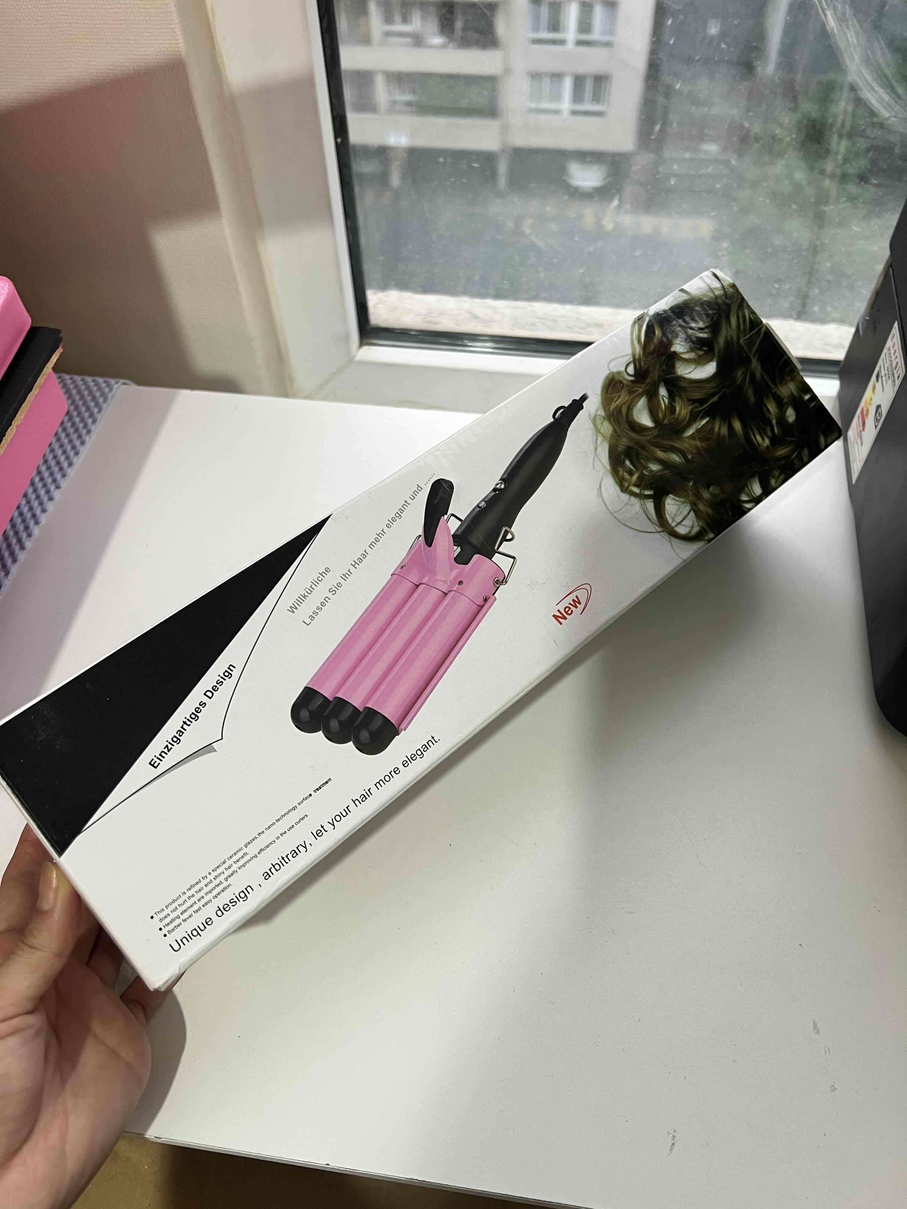 Rizador de cabello triple rosa - miniatura 2