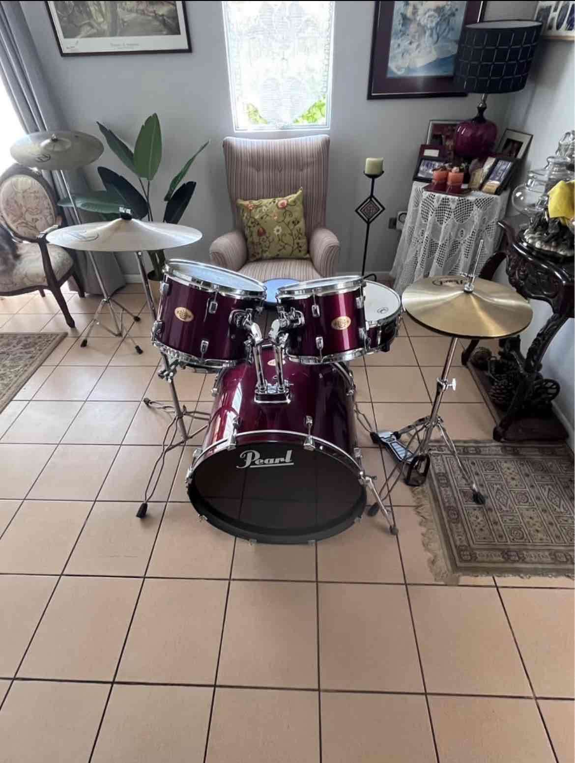 Batería Pearl roja completa - miniatura 2