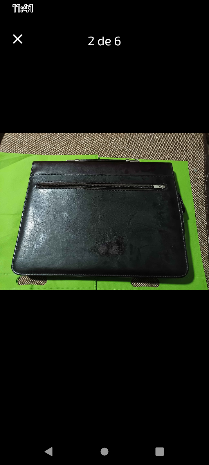 Maletín ejecutivo de cuero negro Vintage - miniatura 2