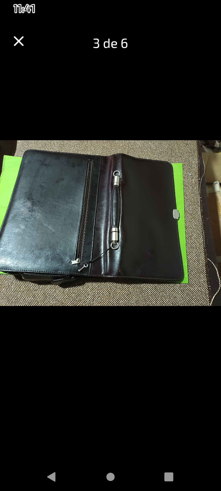 Maletín ejecutivo de cuero negro Vintage - miniatura 3