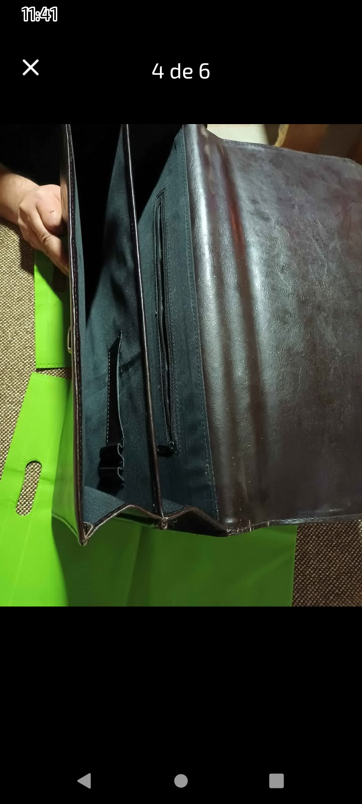 Maletín ejecutivo de cuero negro Vintage - miniatura 4